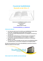 Antrag auf Mitgliedschaft im Förderverein „Freunde der Stadtbibliothek Neustadt an der Orla e.V.“ Antrag auf Mitgliedschaft im Förderverein „Freunde der Stadtbibliothek Neustadt an der Orla e.V.“